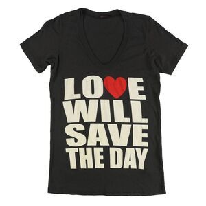 dirty violet Womens Love Will Graphic T-Shirt, Black, NWT